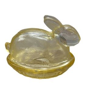 Glass Bunny Dish, Yellow